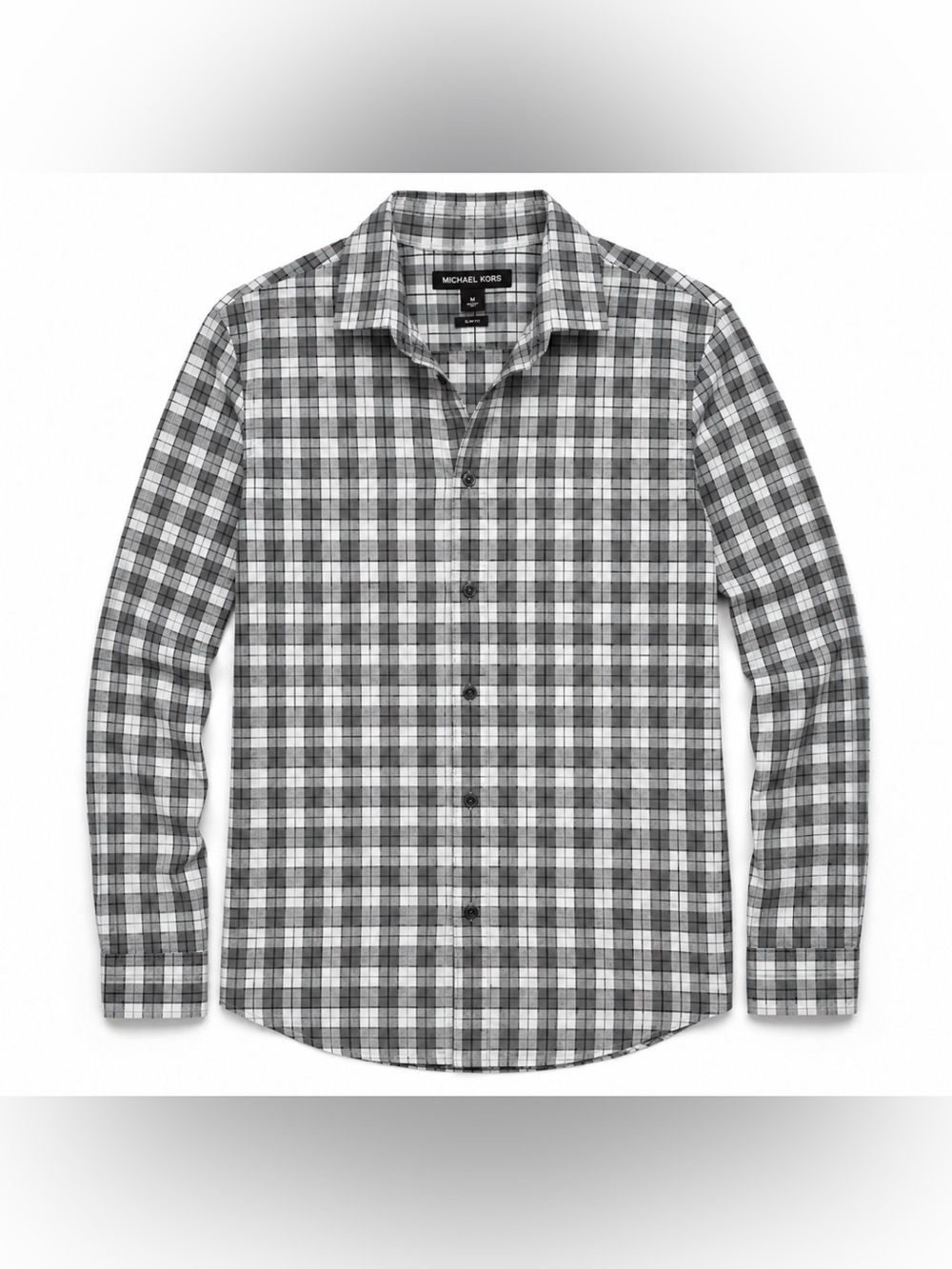 Michael Kors Men's Gray & White Plaid Button-Down Shirt
